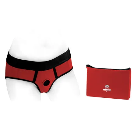 Anal Spare Parts Hardwear SpareParts Tomboi Nylon Briefs Harness RedBlack Size 3XL