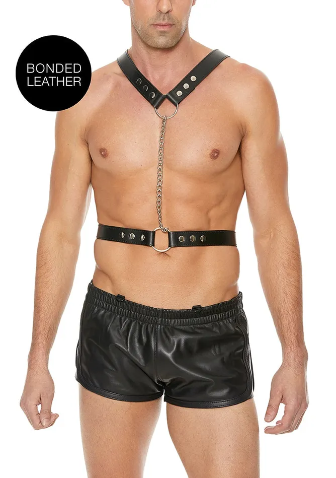 Twisted Bit Black Leather Harness One Size Black Shots America Mens Underwear