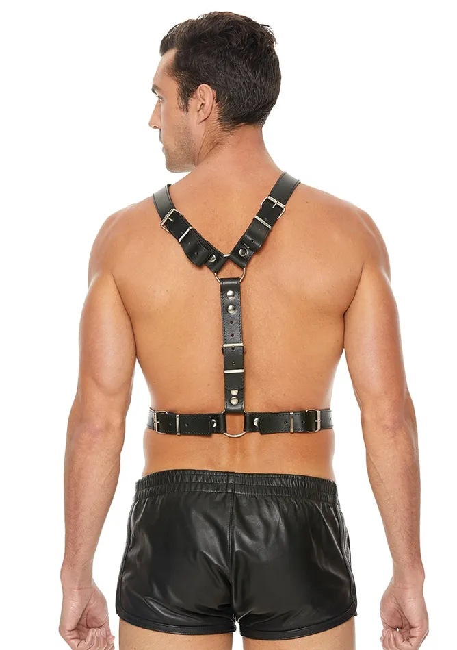 Twisted Bit Black Leather Harness One Size Black Shots America Mens Underwear
