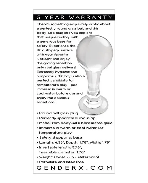 GenderX Anal Gender X The Baller Glass Plug Clear GenderX Anal Gender X The Baller Glass Plug Clear