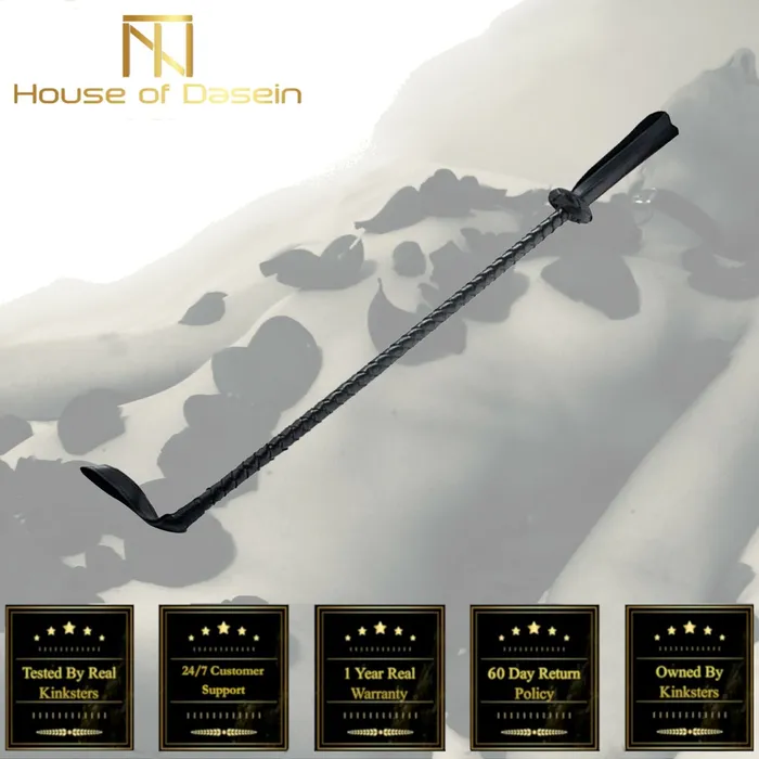 House of Dasein Couples Crops Black Leather Riding Crop Bdsm Spanking Fetish Sex Whip Dominant Submissive