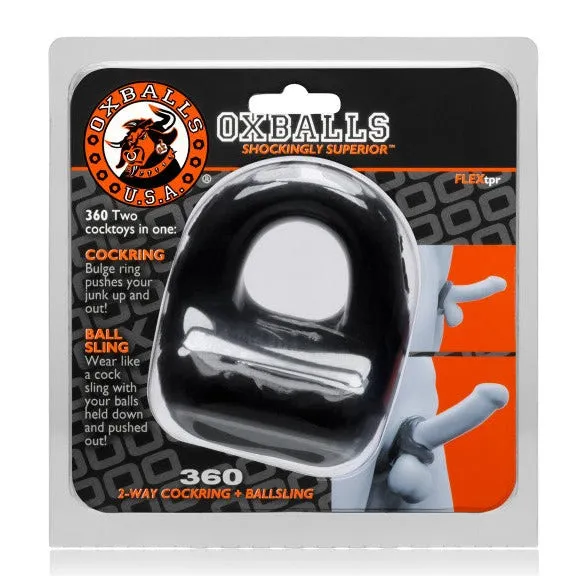 Male Sex Toys Oxballs 360 2WAY COCK RING BALLSLING Black Oxballs