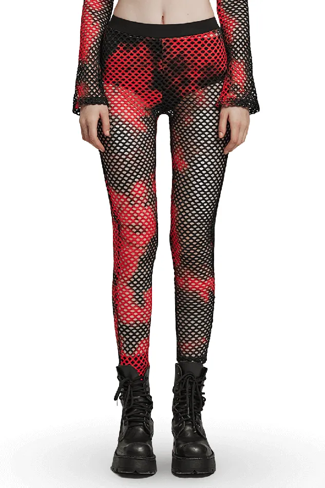 Trendy RedBlack Fishnet Mesh Leggings with a Punk Vibe EVEs SECRETS Vibrators