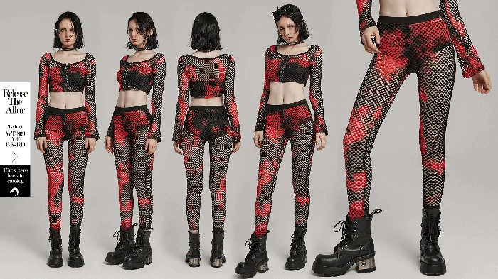 Trendy RedBlack Fishnet Mesh Leggings with a Punk Vibe EVEs SECRETS Vibrators