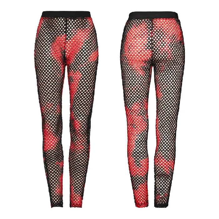 Trendy RedBlack Fishnet Mesh Leggings with a Punk Vibe EVEs SECRETS Vibrators