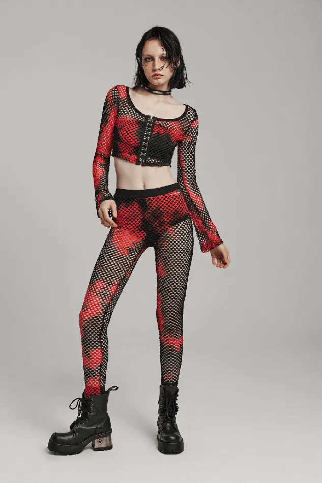 Trendy RedBlack Fishnet Mesh Leggings with a Punk Vibe EVEs SECRETS Vibrators