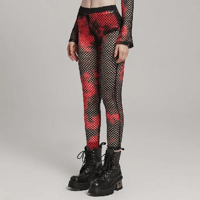 Trendy RedBlack Fishnet Mesh Leggings with a Punk Vibe EVEs SECRETS Vibrators