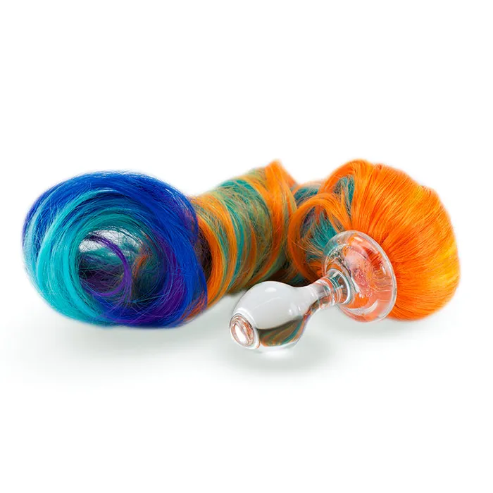 Anal Crystal Delights Classic Short Small Bulb Ponytail Plug 5 Colors