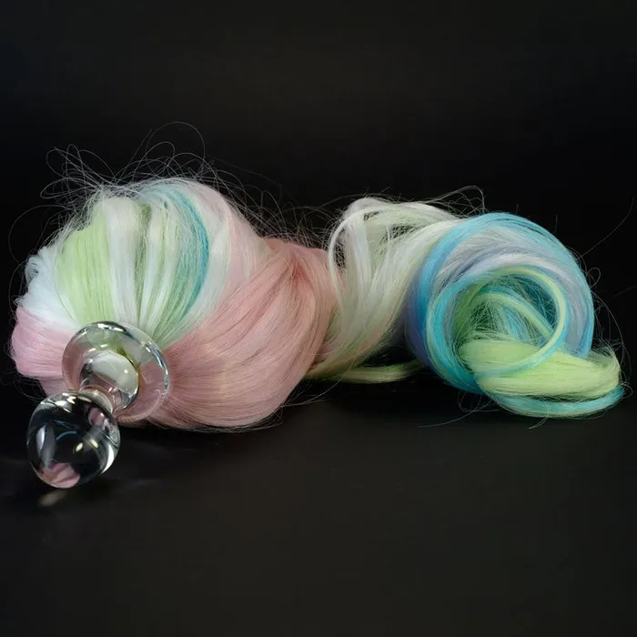 Anal Crystal Delights Classic Short Small Bulb Ponytail Plug 5 Colors