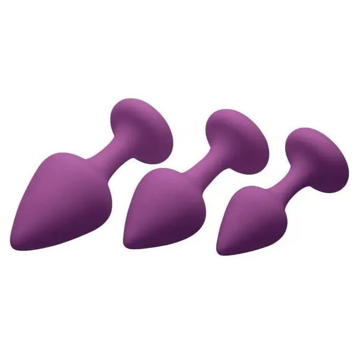 Anal Frisky Purple Pleasures 3 Piece Silky Silicone Anal Plugs Frisky
