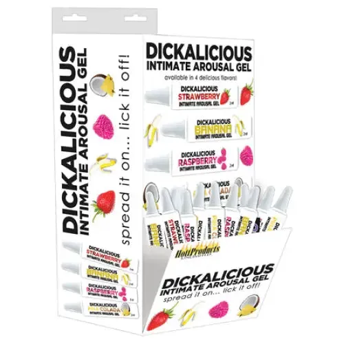 Couples Hott Products Unlimited Dickalicious Intimate Arousal Gel Assorted Flavor 2 mL Tubes 144Piece Display Couples Hott Products Unlimited Dickalicious Intimate Arousal Gel Assorted Flavor 2 mL Tubes 144Piece Display