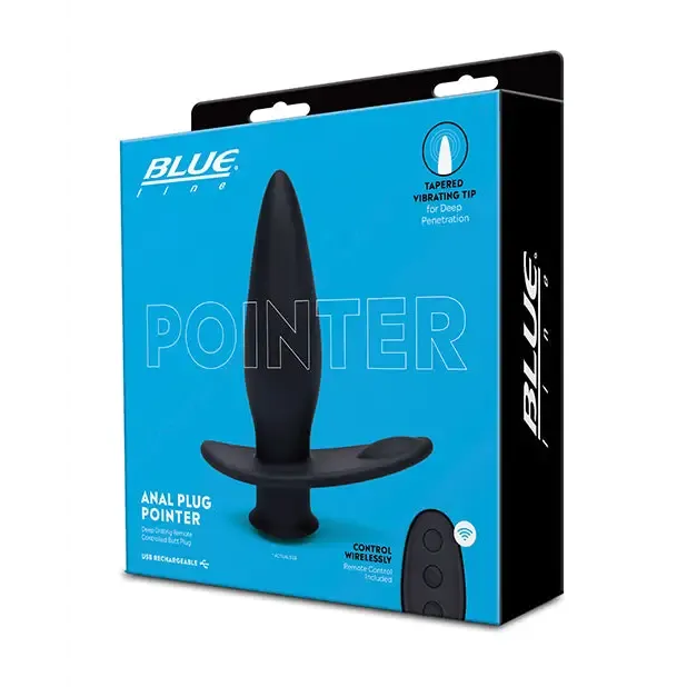 Electric Eel INC Blue Line Vibrating Anal Plug Pointer wRemote Black Anal