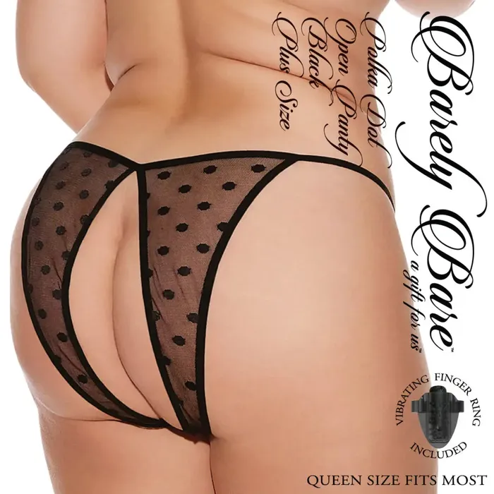 Evolved Novelties Barely Bare Polka Dot Open Panty Black Qs Anal