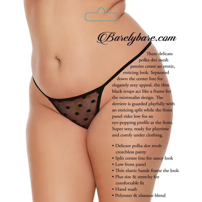 Evolved Novelties Barely Bare Polka Dot Open Panty Black Qs Anal