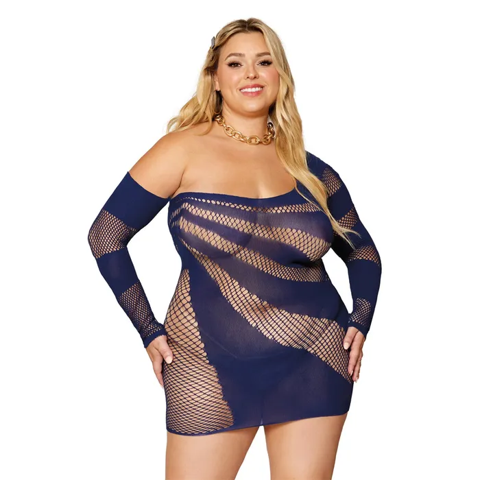 DREAMGIRL Dreamgirl Plus Size Longsleeve Chemise Asymmetrical 12922X Nocturnal Male Sex Toys