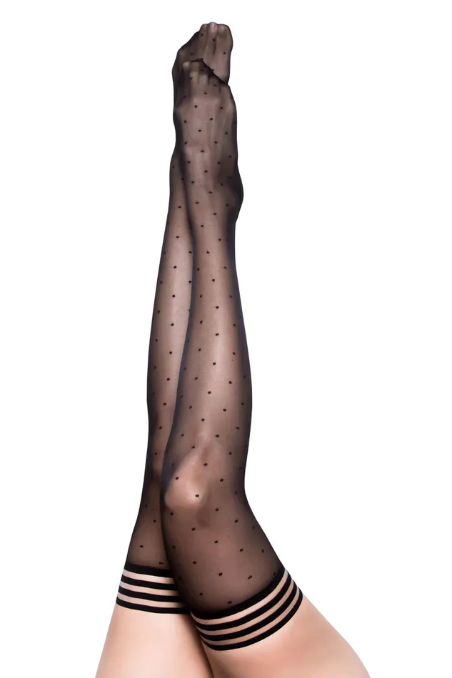 Ally Polka Dot Thigh High Size C Black Sale Specials Anal