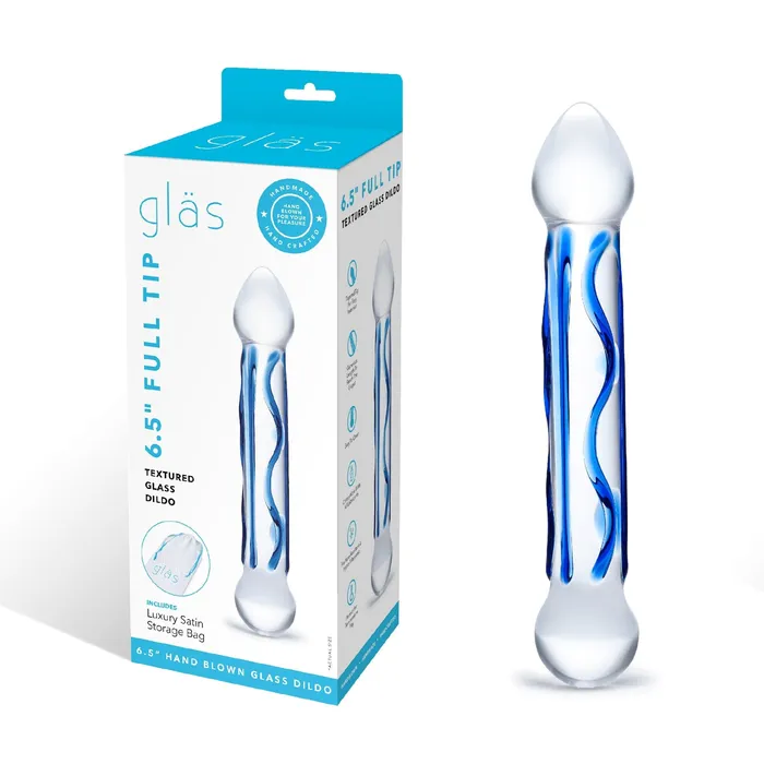 Dildos Glas Tip Textured Glass Dildo 65 Clear Glas