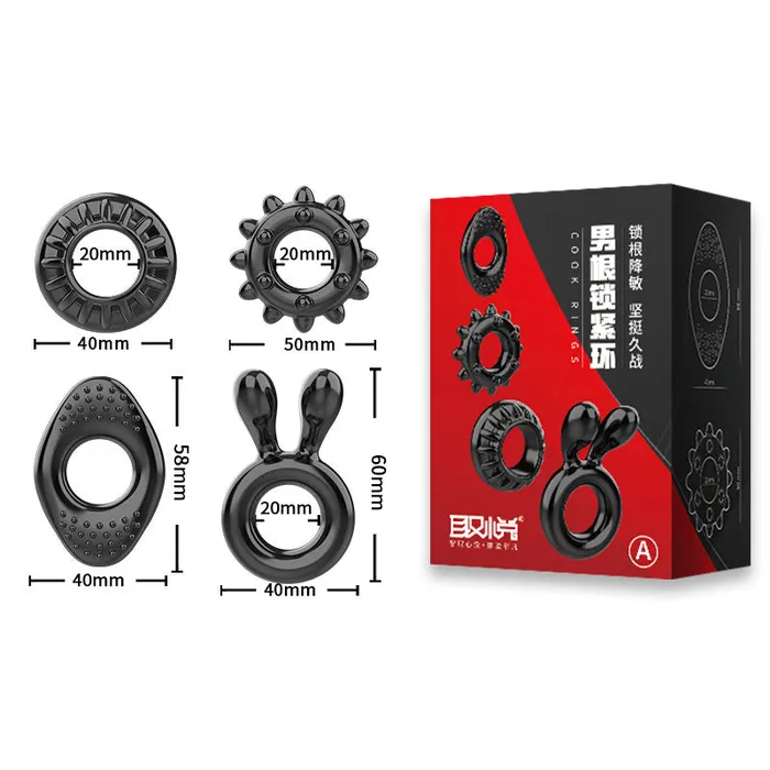 Male Sex Toys QY Black Cock Ring Set A Javtoys