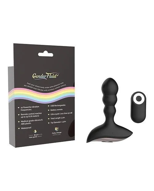 Thank Me Now INC Anal Gender Fluid Shake Anal Vibe Wremote Black