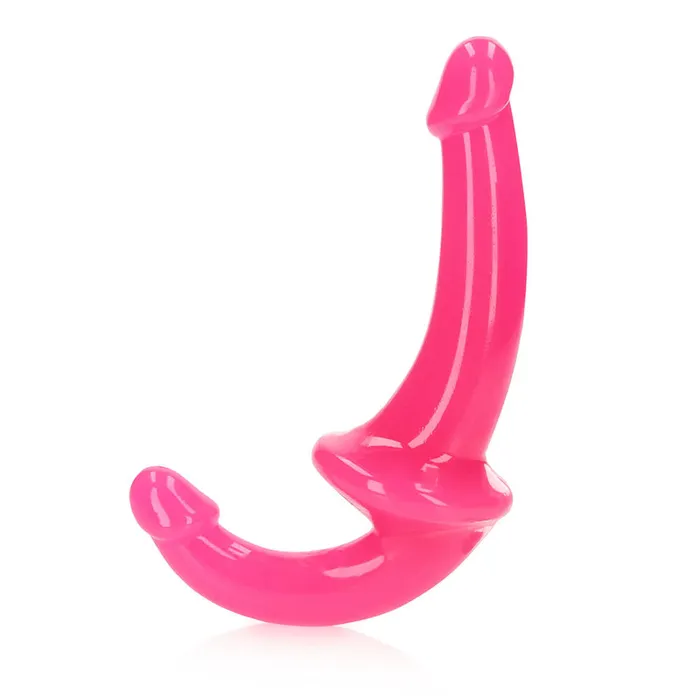 Female Sex Toys Shots America LLC RealRock Glow in the Dark 6 in Strapless StrapOn Dildo Neon Pink