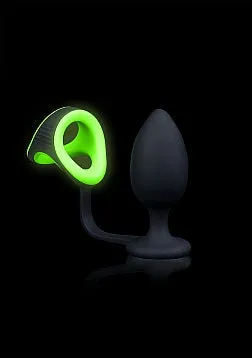 SHOTS AMERICA LLC Male Sex Toys GLOW IN THE DARK PLUG WITH BALL STRAP
