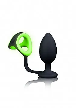 SHOTS AMERICA LLC Male Sex Toys GLOW IN THE DARK PLUG WITH BALL STRAP