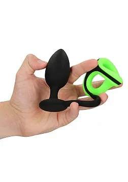SHOTS AMERICA LLC Male Sex Toys GLOW IN THE DARK PLUG WITH BALL STRAP