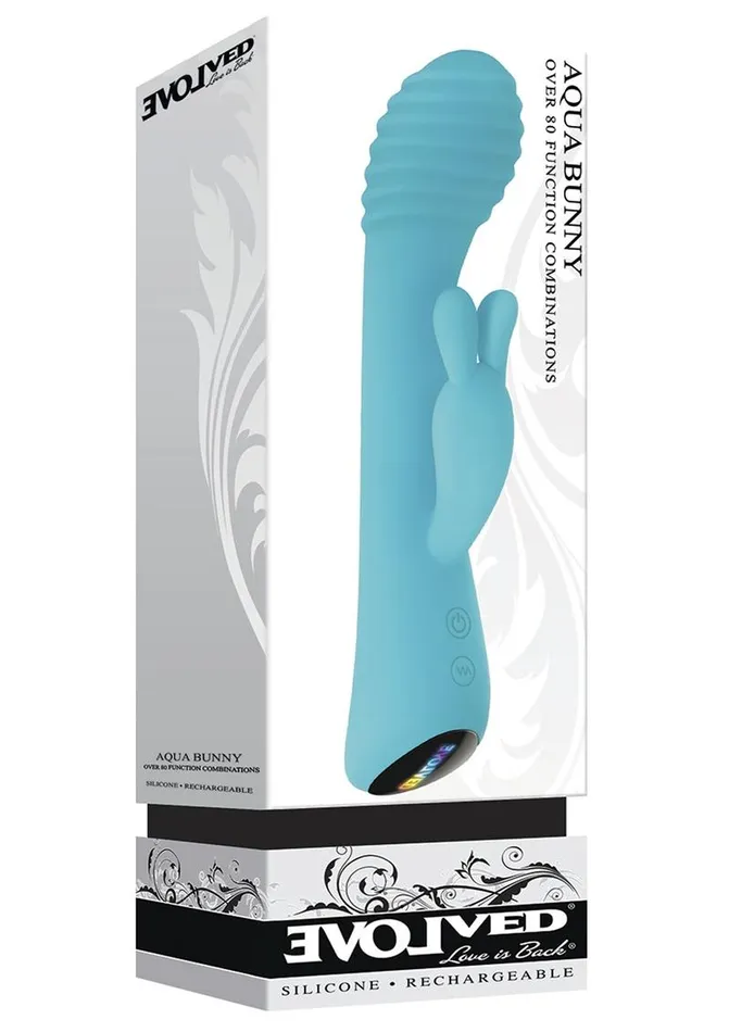 Aqua Bunny Rechargeable Silicone Rabbit Vibrator with 80 Functions Evolved Female Sex Toys