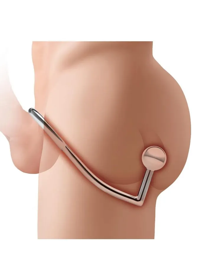 Blue Line CandB Gear Male Sex Toys Blue Line Anal Hook and Cock Ring 45mm Stainless