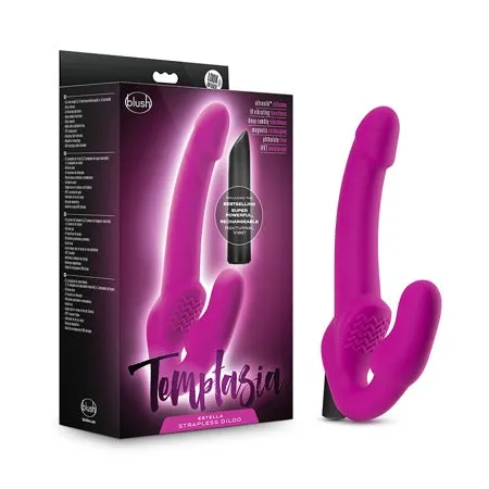 Blush Female Sex Toys Blush Temptasia Estella 95 in Silicone Strapless StrapOn Dildo with Bullet Vibrator Pink