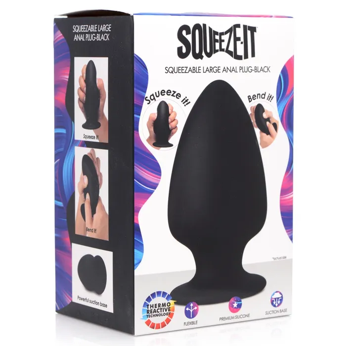 SqueezeIt Anal SqueezeIt Squeezable Silicone Butt Plug Black Large