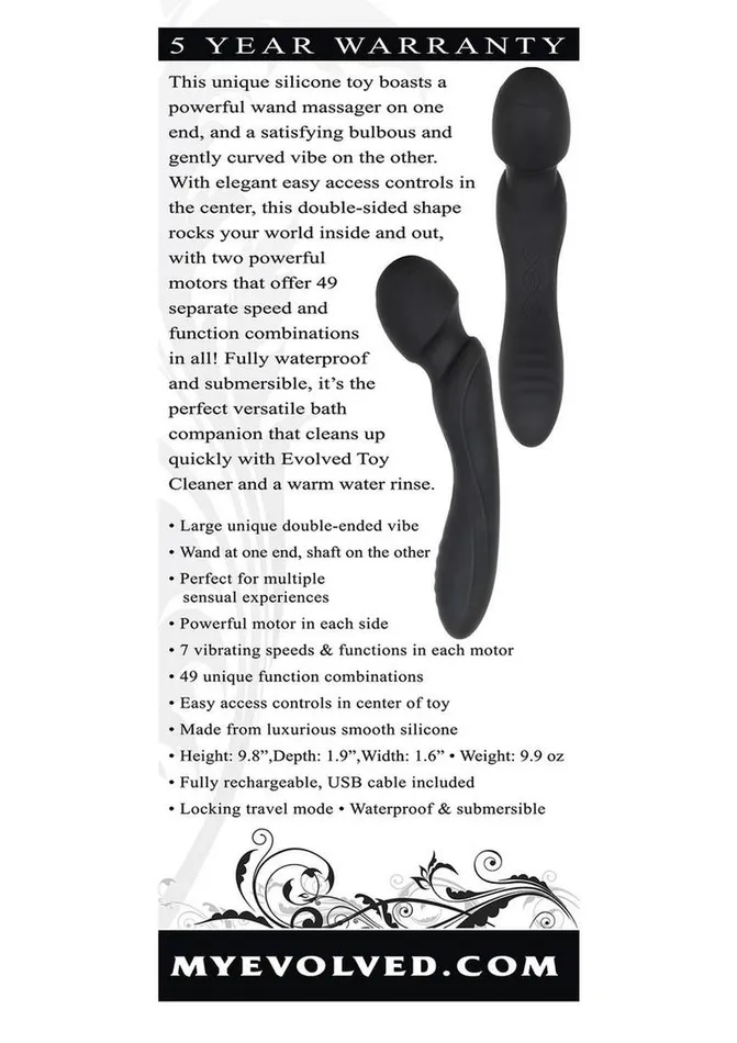Wanderlust Rechargeable Silicone Powerful Dual Sided Wand Massager Evolved Female Sex Toys