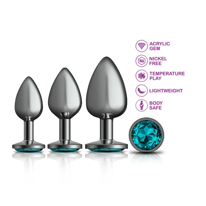 Anal Viben Cheeky Charms Metal Butt Plug Gunmetal Round Teal Anal Trainer Kit Anal Viben Cheeky Charms Metal Butt Plug Gunmetal Round Teal Anal Trainer Kit