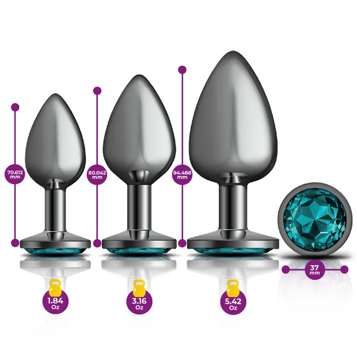 Anal Viben Cheeky Charms Metal Butt Plug Gunmetal Round Teal Anal Trainer Kit Anal Viben Cheeky Charms Metal Butt Plug Gunmetal Round Teal Anal Trainer Kit