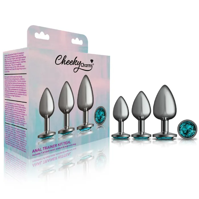 Anal Viben Cheeky Charms Metal Butt Plug Gunmetal Round Teal Anal Trainer Kit Anal Viben Cheeky Charms Metal Butt Plug Gunmetal Round Teal Anal Trainer Kit