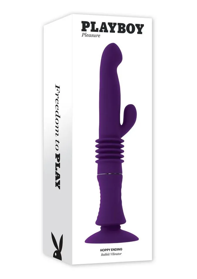 Female Sex Toys Playboy Playboy Happy Ending Rechargeable Silicone Thrusting Rabbit Vibrator