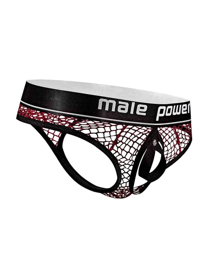 Male Power Cock Pit Net Cock Ring Thong S M Burgundy Male Sex Toys