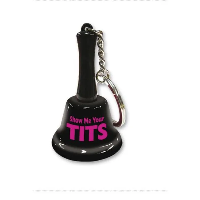 Novelty Vibrators Show Me Your Tits Mini Bell Keychain
