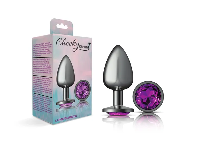 Viben Anal Cheeky CharmsGunmetal Metal Butt Plug RoundDeep PurpleLarge
