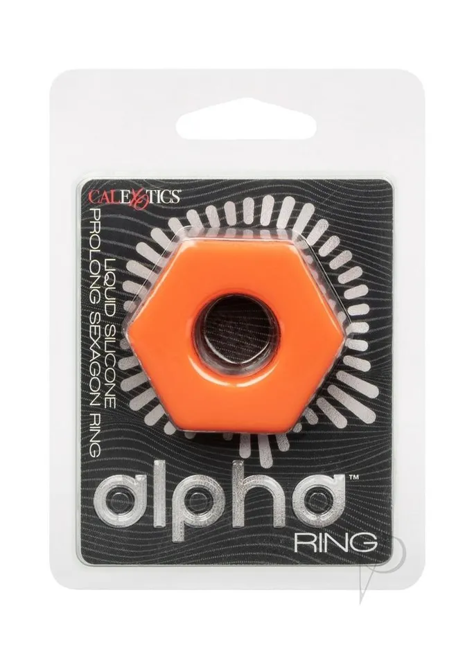 Alpha Liquid Silicone Prolong Sexagon Cock Ring Orange Alpha Male Sex Toys