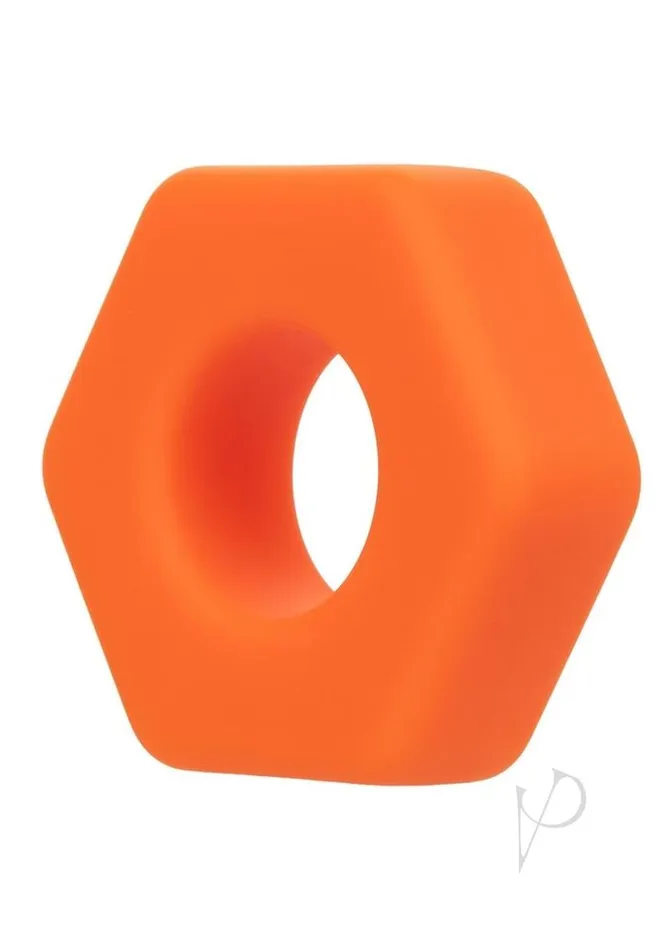 Alpha Liquid Silicone Prolong Sexagon Cock Ring Orange Alpha Male Sex Toys
