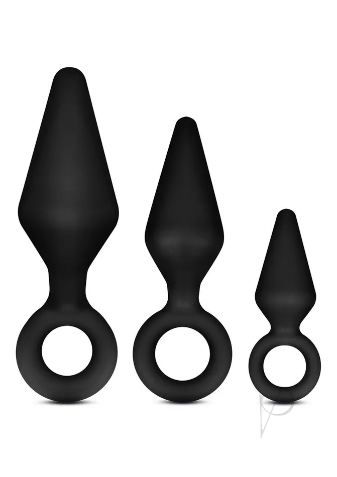 Anal Adventures Anal Adventures Platinum Silicone Loop Plug Kit Set of 3 Black Anal