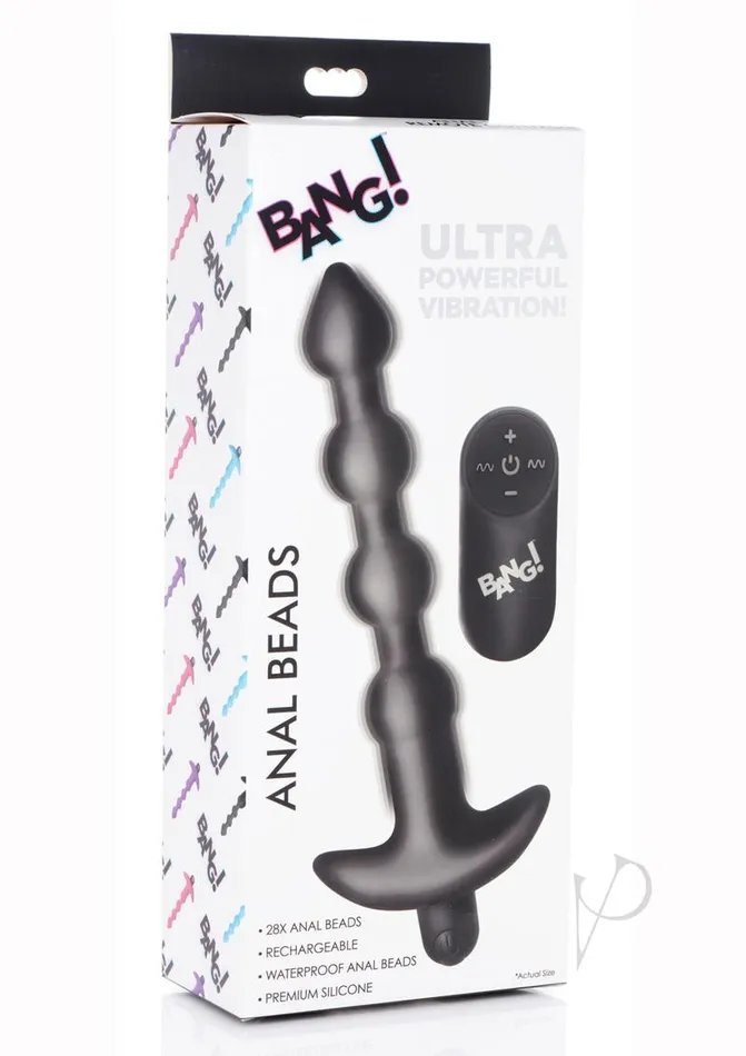 Anal Bang Bang Vibrating Silicone Rechargeable Anal Beads with Remote Control Black Anal Bang Bang Vibrating Silicone Rechargeable Anal Beads with Remote Control Black