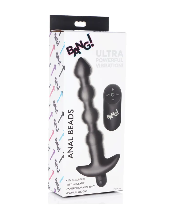 Anal Bang Bang Vibrating Silicone Rechargeable Anal Beads with Remote Control Black