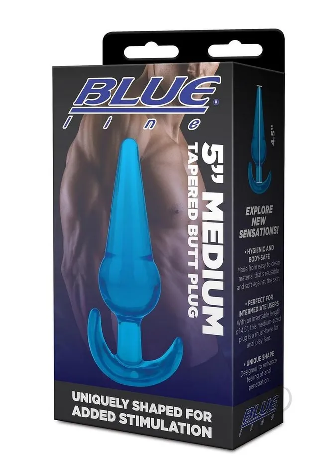 Anal Blue Line Cand B Gear Blue Line Medium Tapered Butt Plug 5in Blue