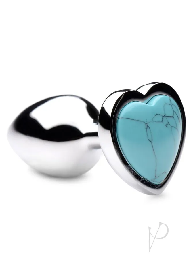 Anal Booty Sparks Booty Sparks Gemstones Turquoise Heart Anal Plug Small Blue