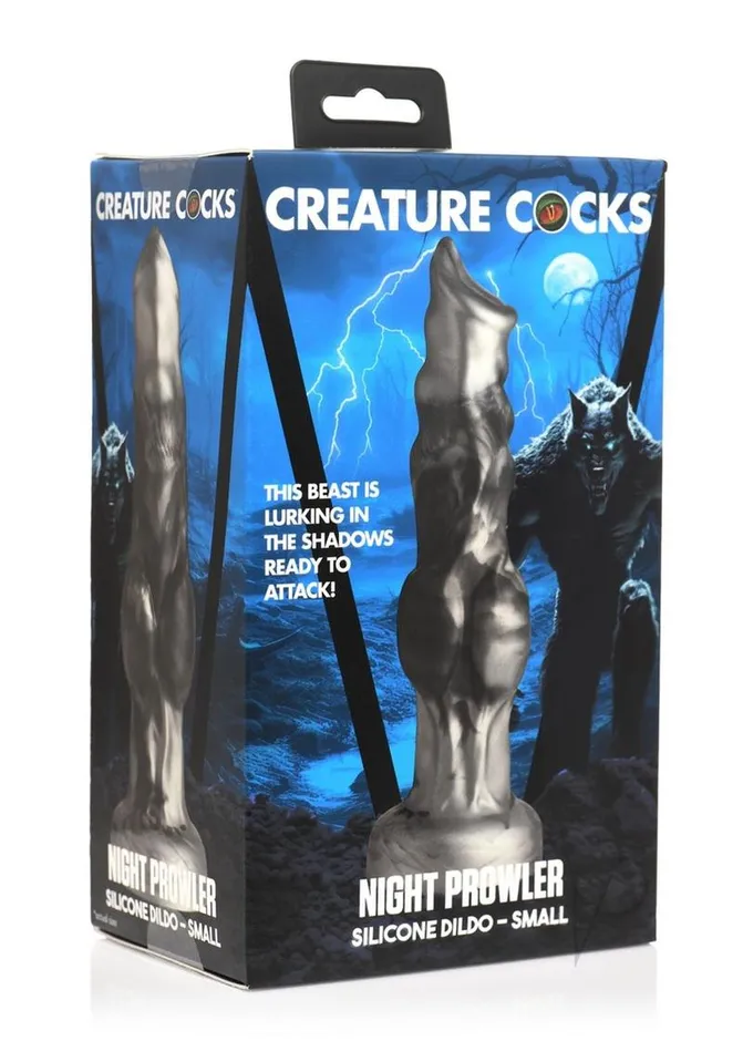 Anal Creature Cocks Night Prowler Silicone Dildo Small SilverBlack