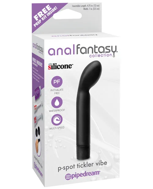 Anal Fantasy Collection Silicone PSpot Tickler Waterproof Vibrator 475in Black Anal Fantasy Collection Anal