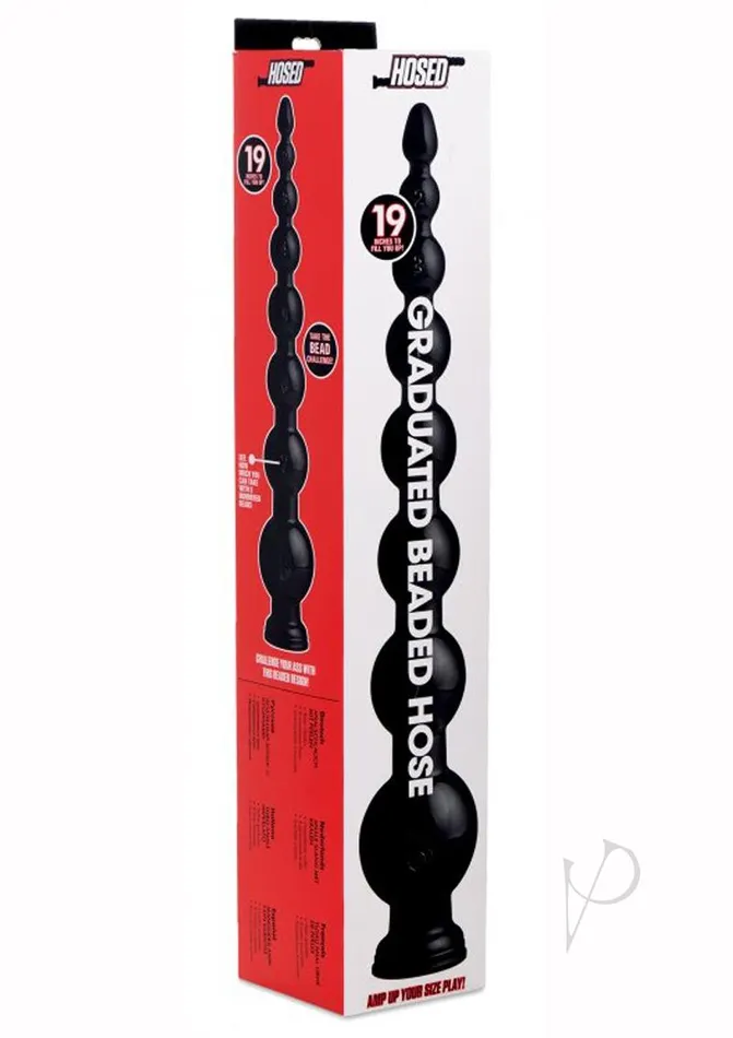 Anal Hosed Graduated Beaded Hose 19in Long Black Hosed