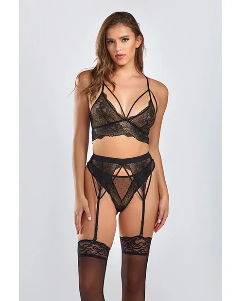 Anal Icollection Lingerie Everly Dot Mesh Galloon Lace Strappy Bra Garterbelt Hipster Panty Black 2X Anal Icollection Lingerie Everly Dot Mesh Galloon Lace Strappy Bra Garterbelt Hipster Panty Black 2X